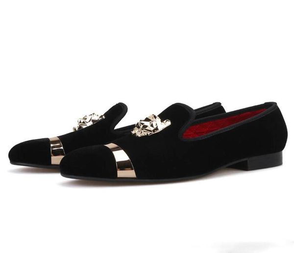 

fashion party and wedding handmade men loafers men velvet shoes with tiger and gold buckle men dress shoe men039s flats6064970, Black