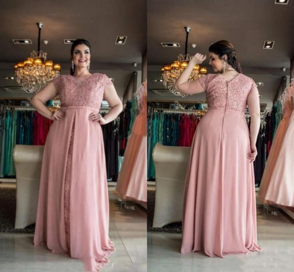 

blush plus size mother of the bride dresses 2023 short sleeve lace chiffon floor length long formal women wedding evening guest gowns, Black;red