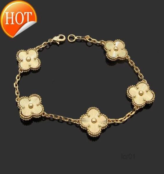 

luxury designer link chain bracelet fourleaf clover bracelets womens fashion 18k gold jewelryb3kd7225248, Black