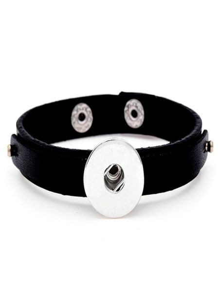 

20pcslot new arrival noosa snap buttons bracelet fashion snap button jewelry 18mm charms genuine cow leather punk bracelet for wo5293940, Golden;silver