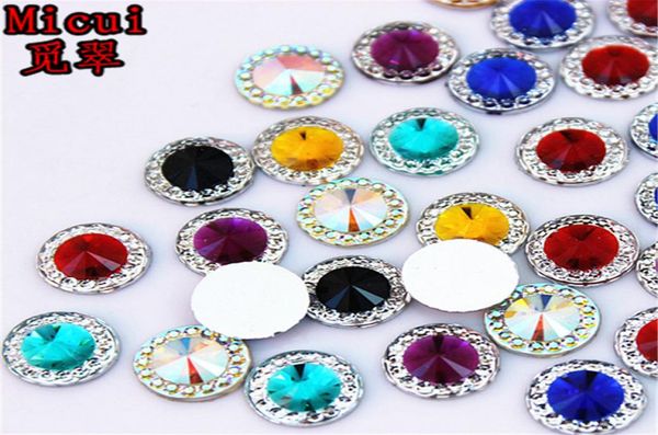 

micui 200pcs 10mm round resin rhinestone crystal stone beads flatback cabochon diy wedding decoration craft zz6173459838, Black