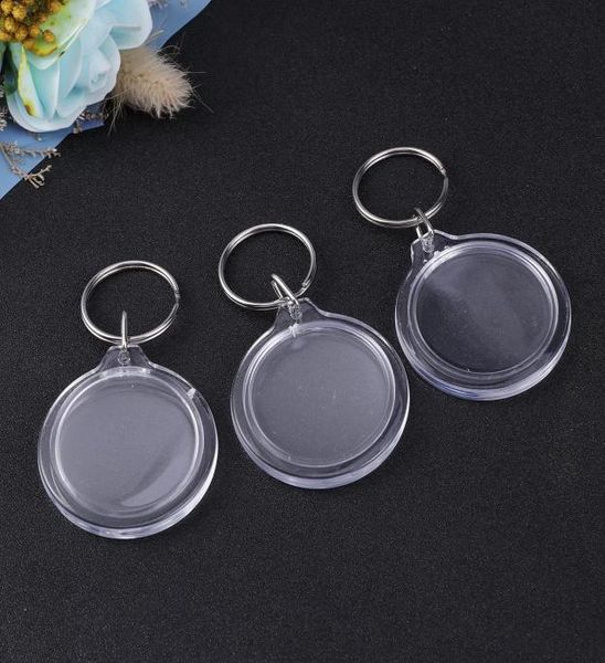 

100pcs po keychain circular transparent blank acrylic insert po picture frame keyring key holder diy split ring key chain4650485, Slivery;golden