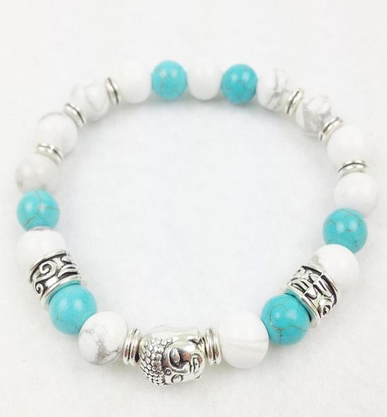 

sn0276 whole new design buddha with 8mm white turquoise bracelet trendy yoga bracelet for women 3970944, Black