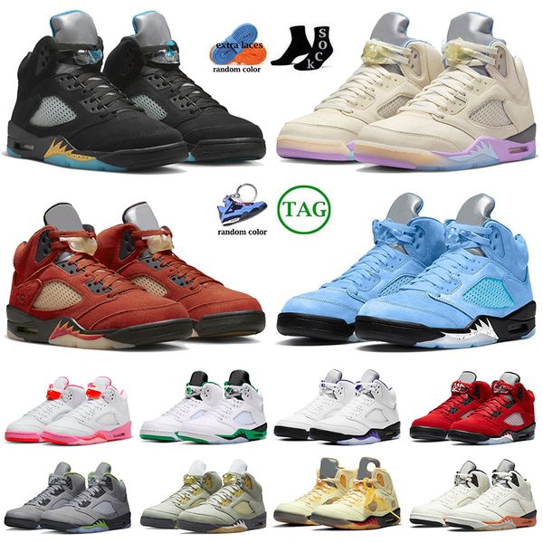 

5s unc basketball shoes jumpman 5 men racer blue fire red dark concord lucky green bean dunks on mars raging bull red black metallic jordens