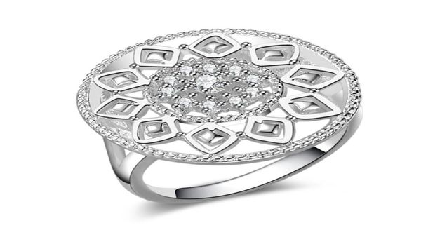 

new 925 sterling silver fashion jewelry flower genuine austrian crystal diamond ring sell girl gift 17302491184