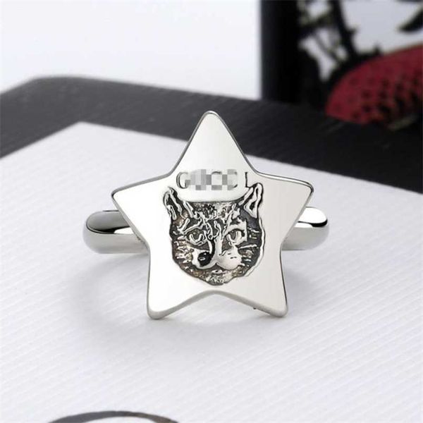 

70% off designer jewelry bracelet necklace xiao women's products joseph five pointed star cat's head ring, Silver