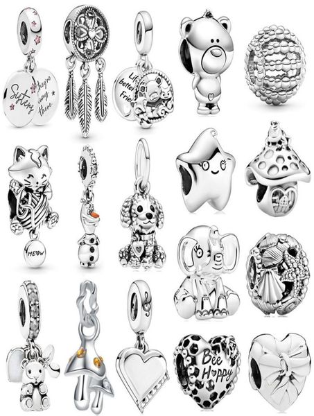 

popular 925 sterling silver cute silver star cat elephant mushroom pendant for original pandora charm bracelet ladies jewelry6439467, Bronze;silver