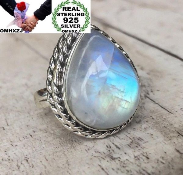 

omhxzj whole european fashion woman girl party wedding gift silver white water drop moonstone 925 sterling silver ring rr183334542, Golden;silver