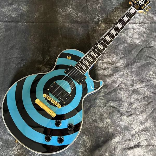 

custom electric guitar black and blue color rosewood fingerboard