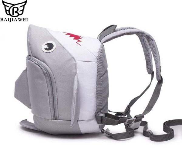 

baijiawei antilost children backpack 3d shark shaped school bags girls boys cute cartoon animal design bags waterproof bag y181008760457