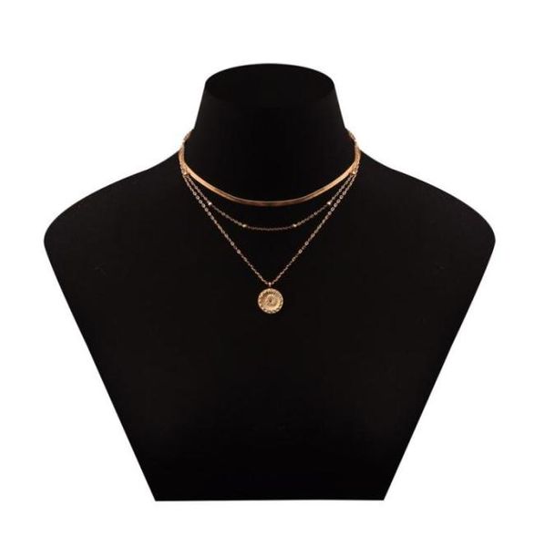 

multilayer choker necklace silver gold chains coin pendant necklaces wrap women fashion jewelry will and sandy gift7933617