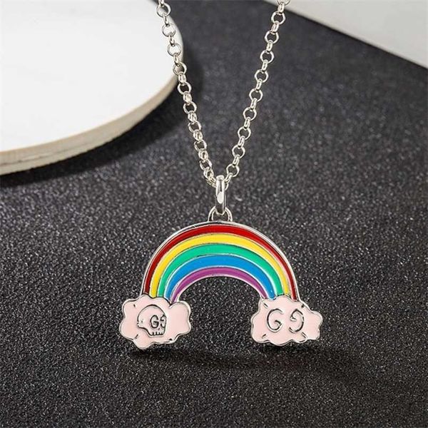 

80% off designer jewelry bracelet ring ins sense light sterling rainbow necklace versatile men's women's pendant, Silver