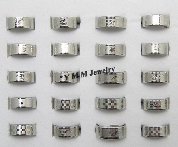 

mixed size stainless steel ring 50pcs fashion men039s ring for gift 8825815, Silver