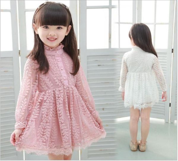 

2018 girls princess dress baby girl lace tulle dresses kids clothing children lace hollow out long sleeve dress cute girl cotton s4741521, Red;yellow