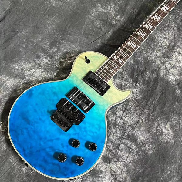 

electric guitar rosewood fingerboard mahogany body blue color flame maple gitaar