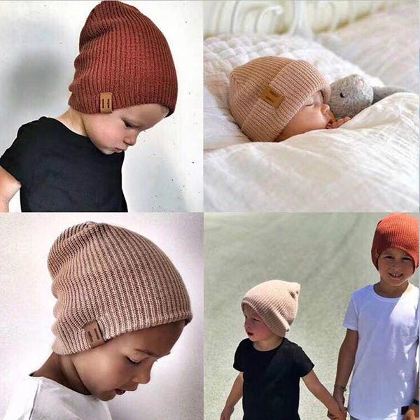 

baby hat kids newborn knitted cap crochet solid children beanies boys girls hats headwear toddler kids caps accessories clothes, Yellow