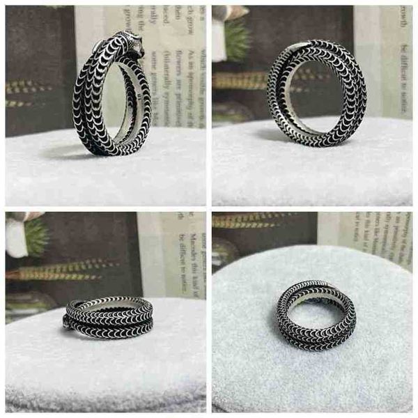 

70% off designer jewelry bracelet necklace ancient spirit snake couple winding double-layer pair ring ins animal refers to same style fornew, Silver