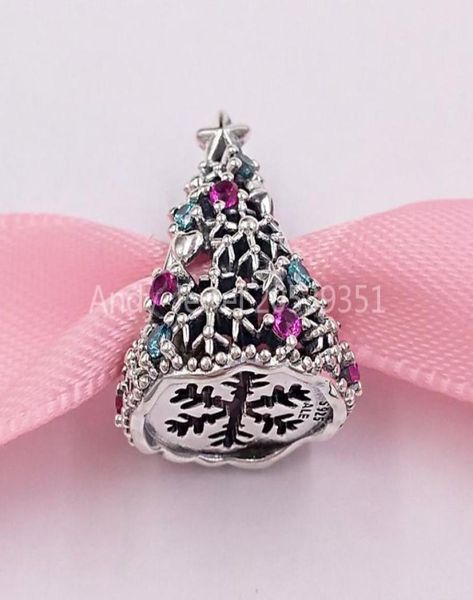

andy jewel authentic 925 sterling silver beads glitter christmas tree charm charms fits european pandora style jewelry bracelets 6254308, Black