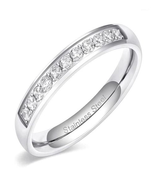 

wedding rings 35mm women half eternity bands for female stainless steel cubic zirconia band whole size 4123977701, Slivery;golden