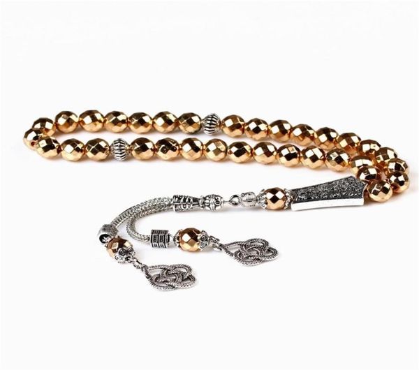 

losheren new arrival gold hematite stone 33 prayer beads islamic muslim tasbih rosary misbaha bead for famliy friend bracelets y208558235, Black