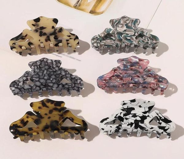 

korean acrylic women hair claws crab clamps charm leopard lady hair clips retro make up hairdress hair styling tools2234962, Slivery;golden