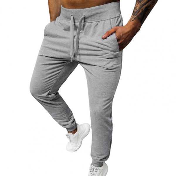 

2023 simple solid color ankle banded men pants warm elastic waist stand pockets oversize pants sweatpants streetwear for, Black