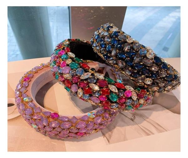 

hair clips barrettes rhinestone padded headband baroque crystal embellished hairbands colorful beaded headbands fashion bejewell7509569, Golden;silver