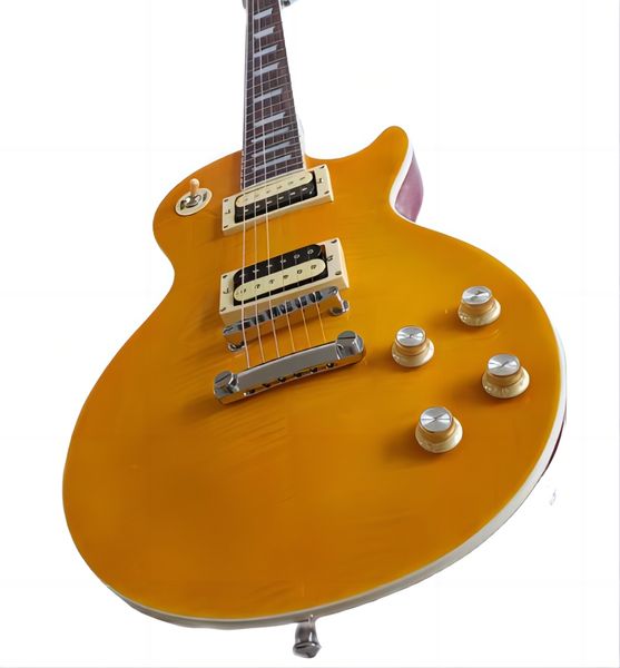 

new yellow clear standard lp electric guitar solid body flame ebony fretboard