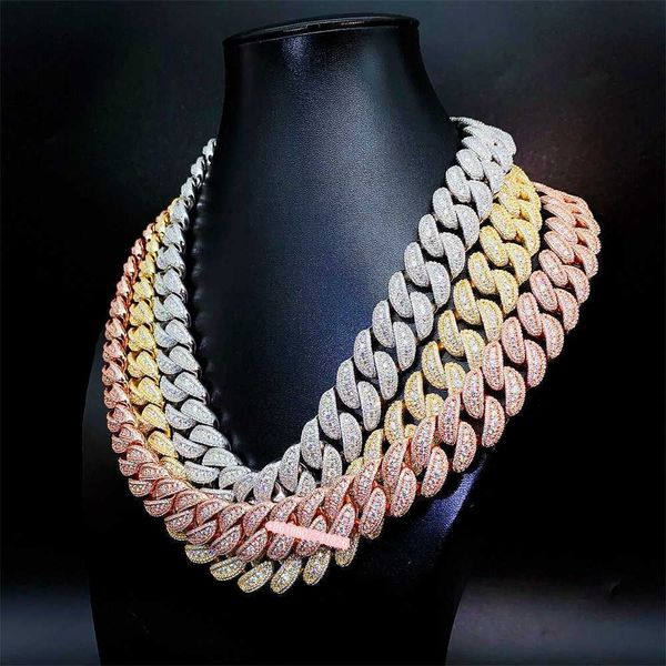 

925 sterling silver gra certificated diamond vvs d color iced out hip hop jewelry 10mm-20mm cuban link chain moissanite