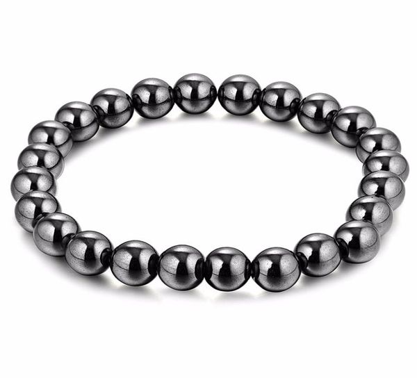 

black hematite 8mm ball bead magnetic therapy bracelet magnet stone bracelet relieve arthritis headache stress relieving jewelry1215631