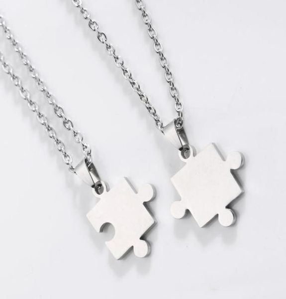 

stainless steel silver color pendant necklaces love heart jewelry with chain for men women couple lovers6878433