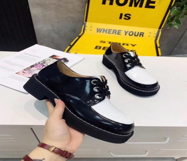 

20202040803 40 24 matched black white platform oxford school shoes heels genuine leather calf lace4922946
