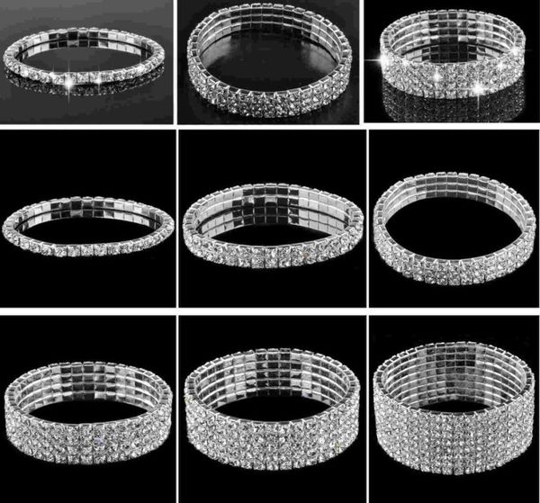 

fashion crystal rhinestone stretch bracelet bangle wedding bridal wristband for bridesmaid 1 2 3 4 5 8 rows1466007, Golden;silver