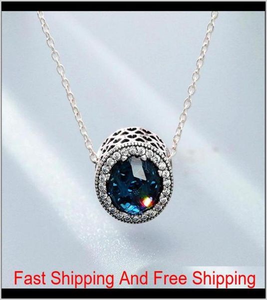 

crystal pendant necklace multicolor stone fits pandora 45cm with 8cm chain women female birthday chirstmas gift1614593, Silver