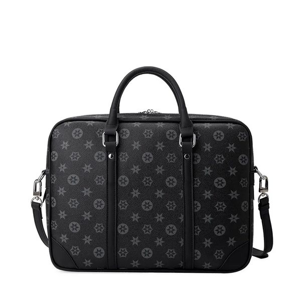 

designer bags men shoulder bags black flower leather handbag purses business women mens lapbag messenger bag briefcases 3 colors with dust b