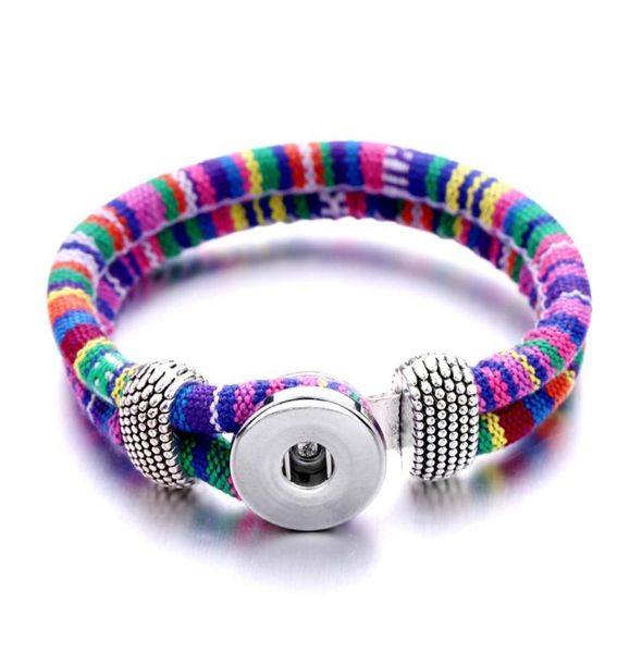 

20pcslot new noosa 18mm handmade braided rope snap button bracelet bangles fit women diy fashion snap jewelry6653754, Golden;silver