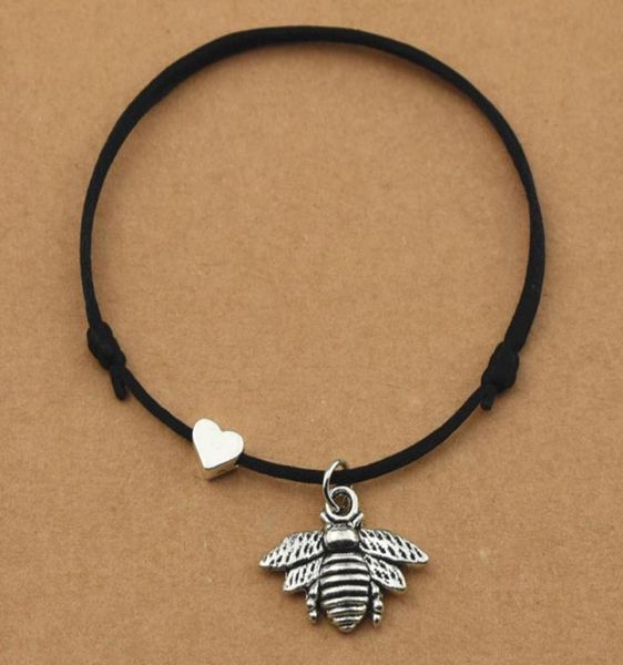 

20pcslot fashion honey bee charm bracelets red cord string rope heart love mini animal for women men boyfriend girlfriend jewelry1646709, Golden;silver
