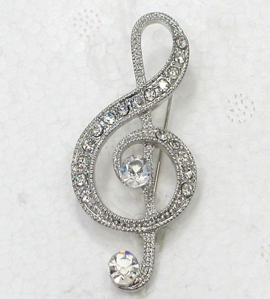 

12pcslot whole clear crystal rhinestone music note pin brooch fashion costume brooches jewelry gift c9172157715, Gray