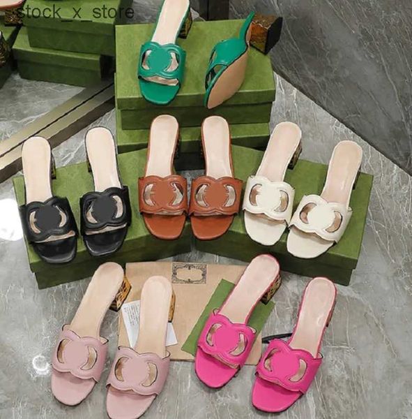 

designer low heeled sandals leather sandals women interlocking cutout sandals snake pattern summer slide ggsgg flats leather beach casual la, Black