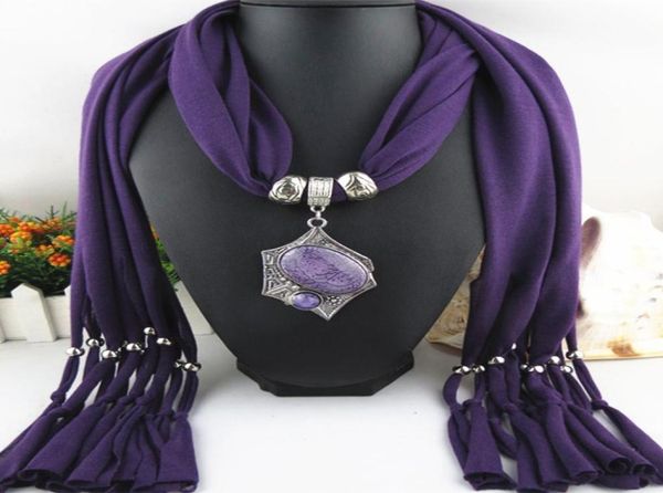 

2 pieces direct factory fashion alloy resin beads pendant scarf for women elegant geometrical scarves necklace from china2833764, Blue;gray