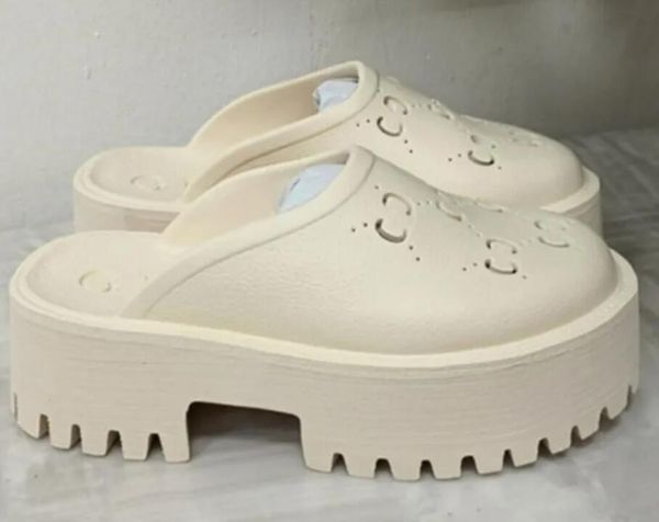 

women's slippers platform perforated sandal summer shoe r womens slippers candy colors clear beach slippers high heel height 5.5cm size, Black