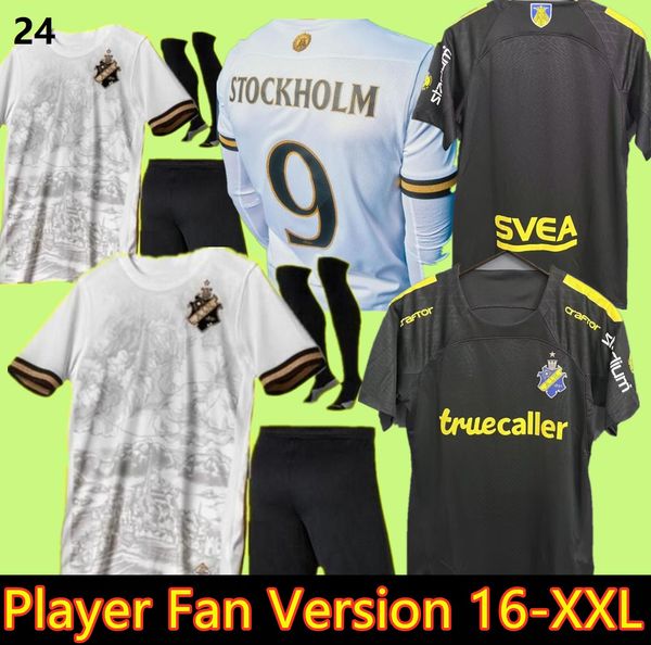 

2023 aik solna soccer jerseys stockholm special limited-edition fischer hussein otieno guidetti thill tihi haliti 132-year 23 24 jersey foot, Black;yellow