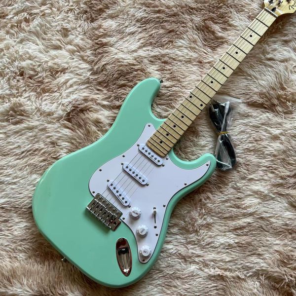 

electric guitar green color 6 stings guitar maple fingerboard basswood body