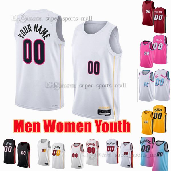 

youth printed basketball jersey butler adebayo lowry robinson herro vincent strus yurtseven jovic haslem cain highsmith martin love oladipo, Black;red