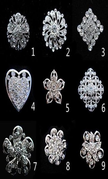 

silver tone small flower brooch clear rhinestone crystal diamante party prom pins7212398, Gray