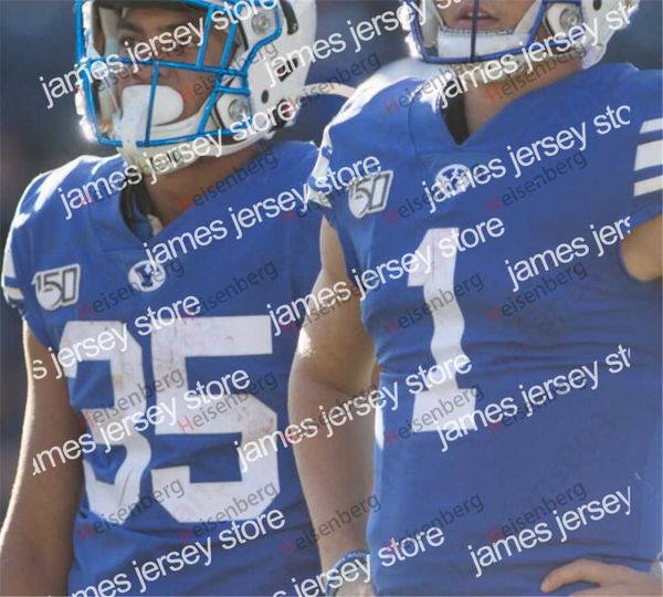 

new american college football wear byu brigham young cougars 25 tyler allgeier 53 isaiah kaufusi 18 gunner ro, Black