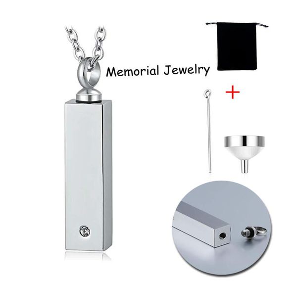 

rectangle cremation jewelry charm urn pendant necklace for ashes stainless steel waterproof memorial ash keepsake jewelry7398808, Silver