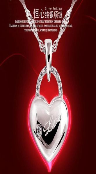 

style 925 sterling silver necklace love charm floating lockets rhinestone elements crystal pendant necklaces jewelry ship9281689