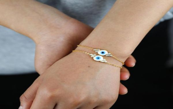 

promotion gold color fashion women jewelry white blue enamel evil eye charm lucky girl women jewelry bracelet8678323, Golden;silver