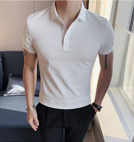 

men's polos summer multiple colors cotton polo shirts for men/2023 slim fit shorts sleeve stand collar tees male 6kda5, White;black